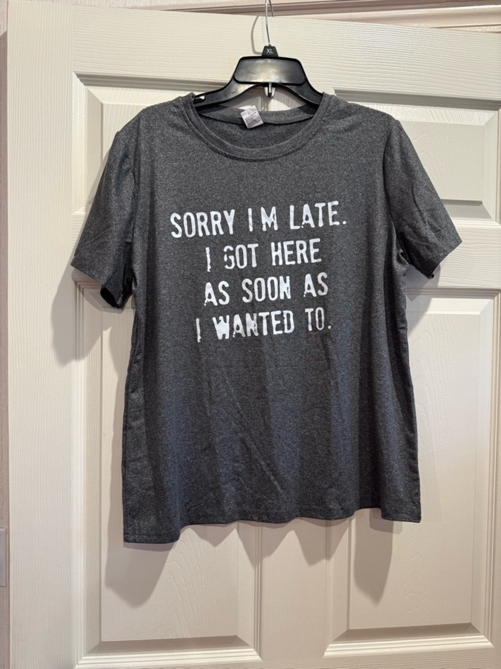 Charcoal Graphic Tee - "Sorry I'm Late"